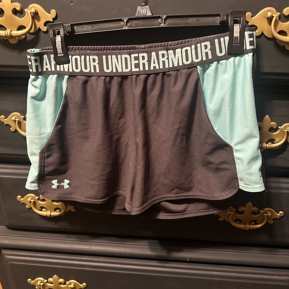 Under Armour Pants - Under Armour Black and Light Blue Athletic Shorts